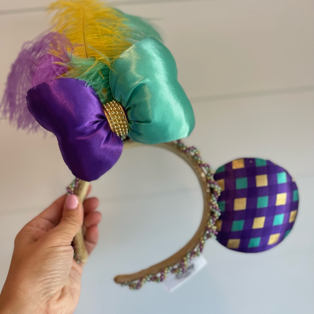 Disney Parks Minnie Mouse Mardi Gras Ears Headband New - Picture 3 of 7